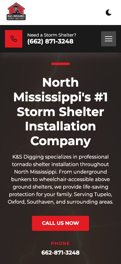 KS Digging Storm Shelters mobile view